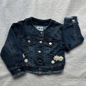 Mayoral Dark Blue Jean Jacket with Floral Embroidery